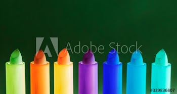 Various colorful lip balm sticks
