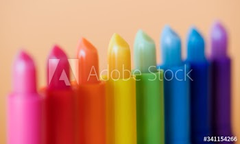 Various colorful lip balm sticks