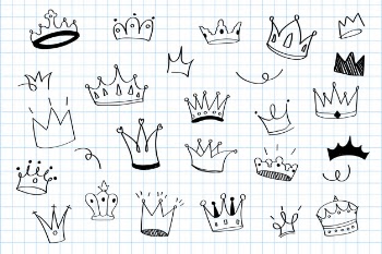 Various crowns doodle illustration vector