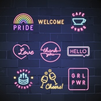Various neon signs vector set