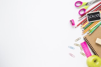 Various school supplies on white background Free Photo