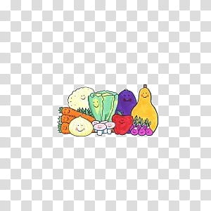 Various V, bunch of fruits with faces transparent background PNG clipart