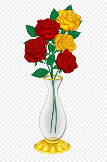 Vase Flower Rose Clip art - Beautiful Vase with Red and Yellow Roses PNG Picture 