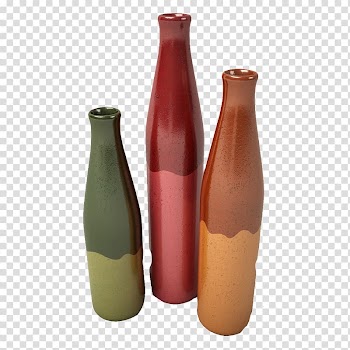Vase , Three Japanese vases with color matching transparent background PNG clipart