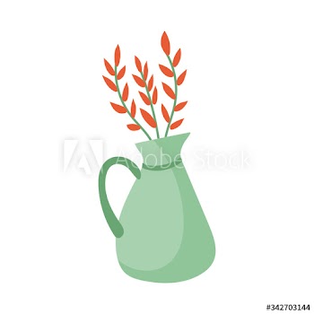 vase with flowers hand draw style