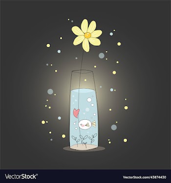 vase with leaves and fish inside an item from