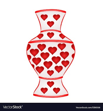 Vase with red hearts part of porcelain vector image