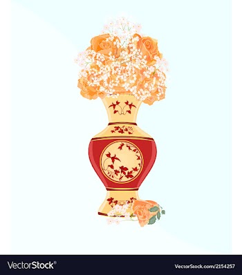 Vase-with-tea-roses vector image
