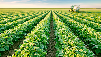 Vast Agricultural Landscape with Crop Rows