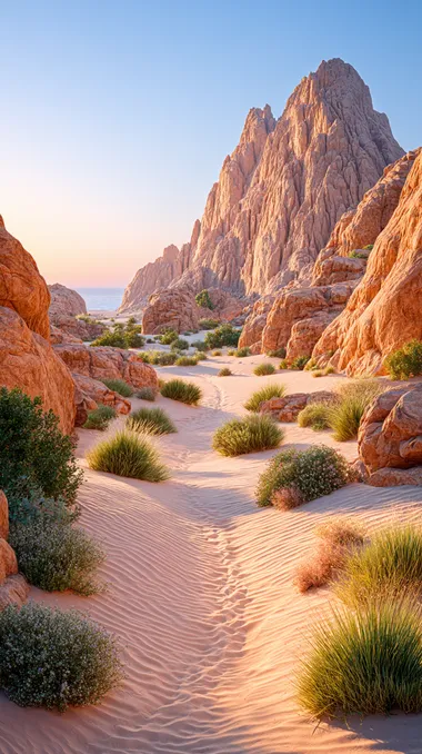 Vast Desert Landscape with Majestic Mountains Vast Desert Landscape with Majestic Mountains