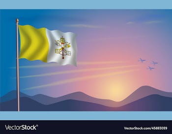 vatican city flag in the morning sun