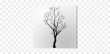 Vector Black Silhouette Of A Bare Tree Canvas Print - Branch Tree Black Silhouette