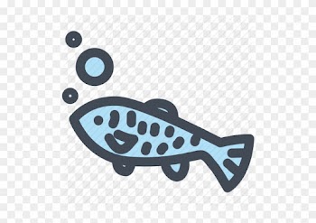 Vector Blue Circle Icon With Symbol Of Fish Meat Royalty - Food