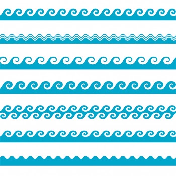 Vector blue wave icons set on white background. water waves Free Vector