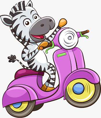 Vector Cartoon Zebra Ride Electric Vehicles, Cartoon Vector, Zebra ...