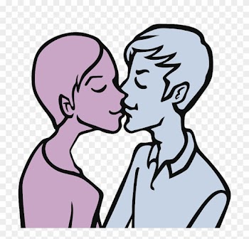Vector Character Illustration, Two People Kiss - Vector Character Illustration, Two People Kiss