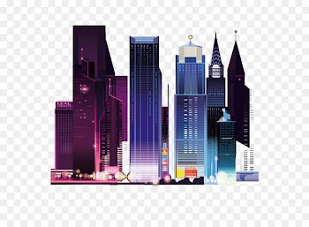 Vector city landscape architecture of night view 