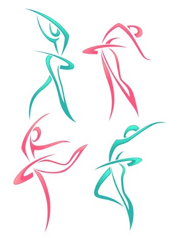 vector collection of abstract women in ballet pose