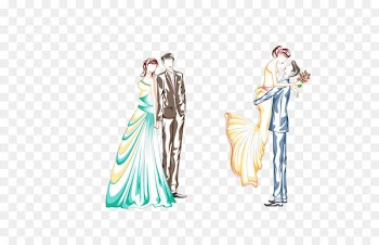 Vector color two pairs of new wedding 
