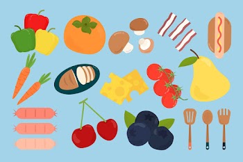 Vector colorful food sticker set