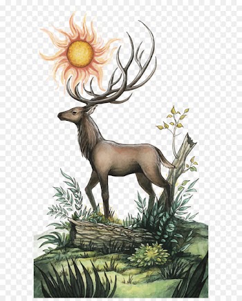 Vector deer and sun 
