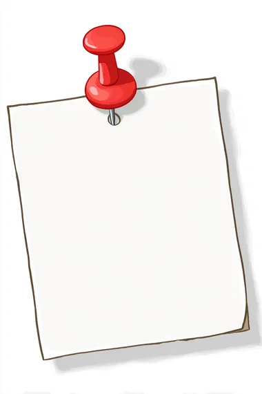 Vector Doodle Clipart of a White Paper with Red Pushpin