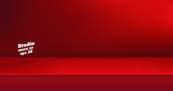 Vector,Empty vivid red color studio table room background ,product display with copy space for display of content design.Banner for advertise product on website