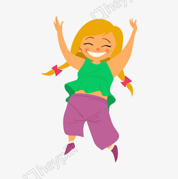 Vector flat jumping happy sly little girl image - PNG Clip art and ...