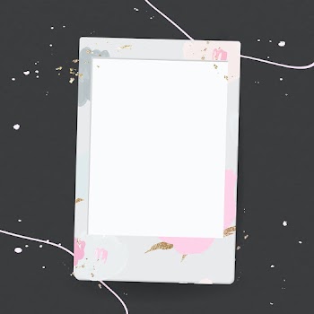 Vector flower decorated instant camera frame design space