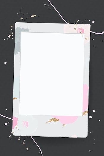 Vector flower decorated instant camera frame design space