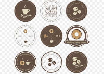 Vector hand-painted coffee and dessert icons 