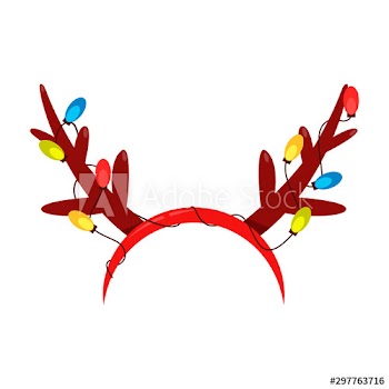 Vector holiday icon of brown reindeer antlers