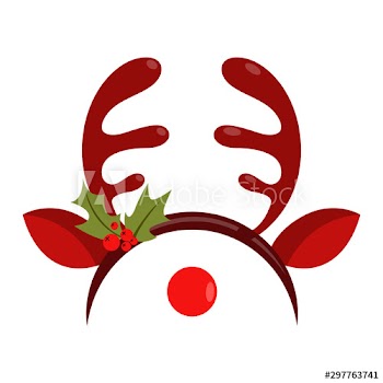 Vector holiday icon of brown reindeer antlers