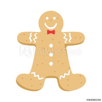 Vector holiday icon of gingerbread man cookie