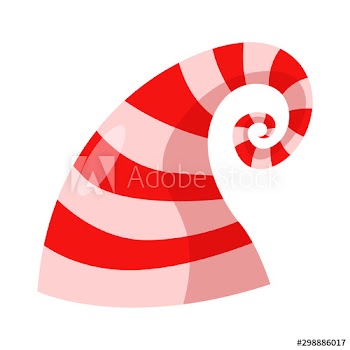 Vector holiday icon of red and white striped hat