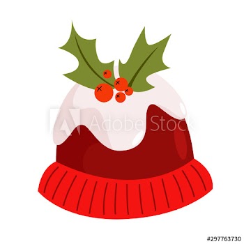 Vector holiday icon of red hat with mistletoe