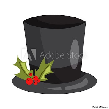 Vector holiday icon of red hat with mistletoe