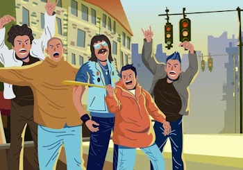 Vector Hooligans On The Street