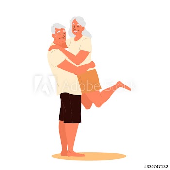 Vector illustration of a loving elderly couple