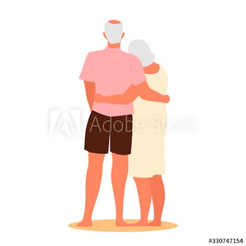 Vector illustration of a loving elderly couple