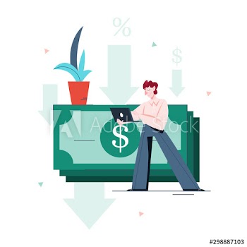 Vector illustration of a man getting a personal loan