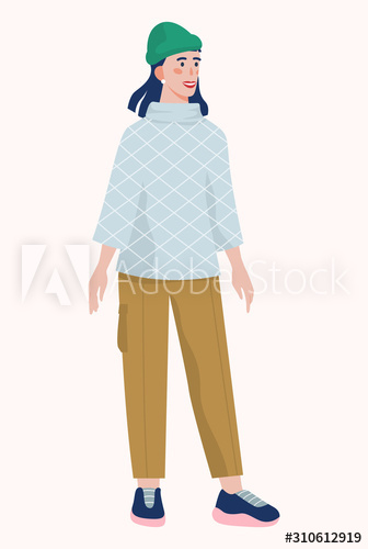 Vector illustration of a woman wearing winter warm clothing