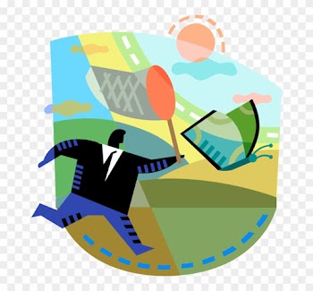 Vector Illustration Of Businessman Chases Elusive Financial - Vector Illustration Of Businessman Chases Elusive Financial