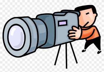Vector Illustration Of Cameraman Films Scene With Videocamera - Video Camera
