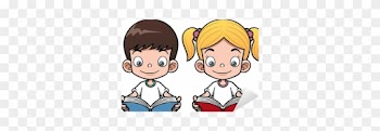 Vector Illustration Of Cartoon Boy And Girl Reading - Cartoon Boy And Girl Reading
