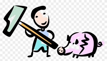 Vector Illustration Of Cash Strapped Man Breaks Piggy - Vector Illustration Of Cash Strapped Man Breaks Piggy