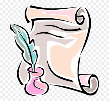 Vector Illustration Of Feather Quill Pen With Parchment - Graduation Clipart