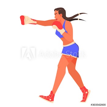 Vector illustration of female boxer