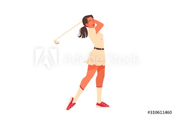 Vector illustration of female golf player