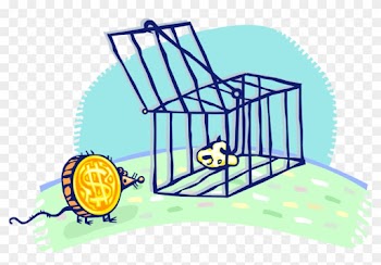 Vector Illustration Of Financial Money Trap Cage With - Vector Illustration Of Financial Money Trap Cage With